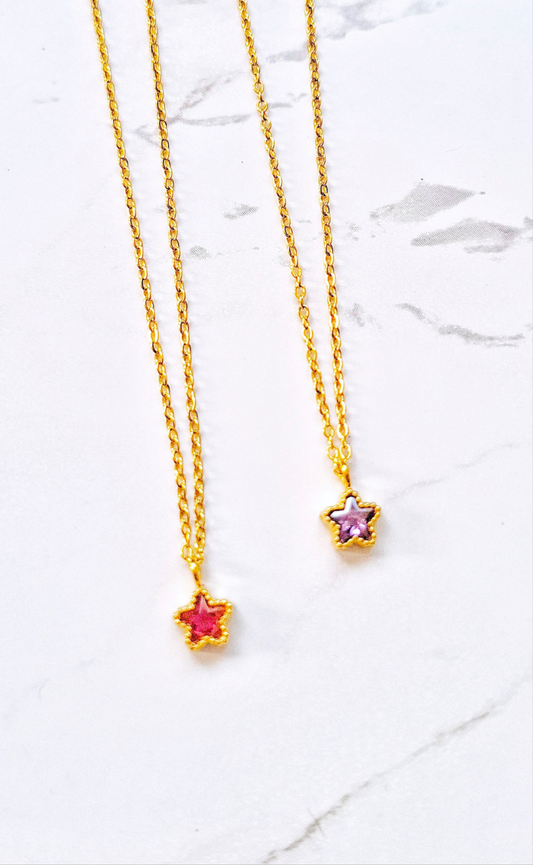 Star purple or pink necklace