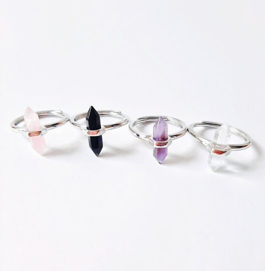 Ring pointed crystal silver