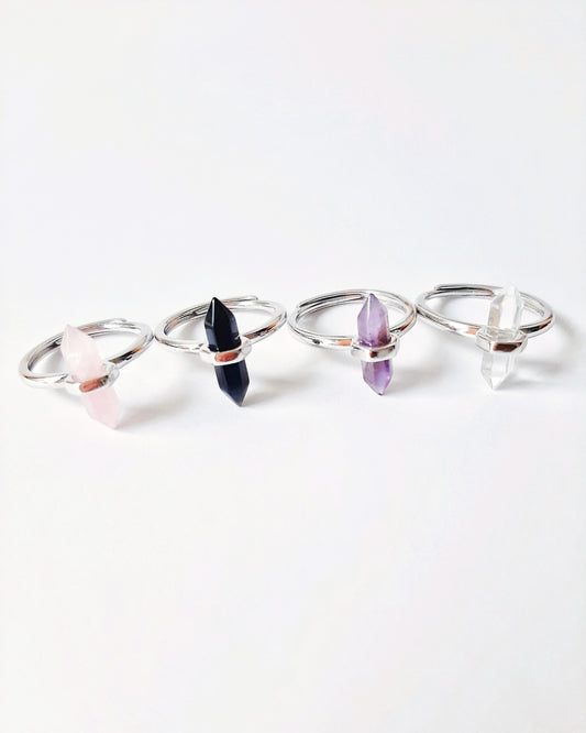 Ring pointed crystal silver