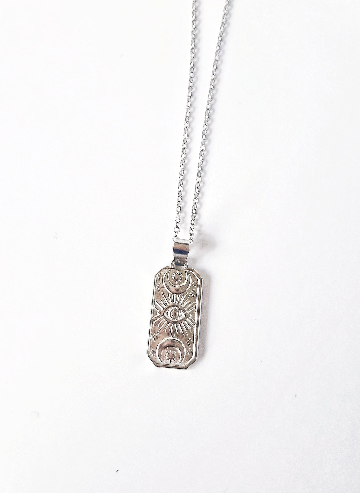 Charm rectangle necklace silver