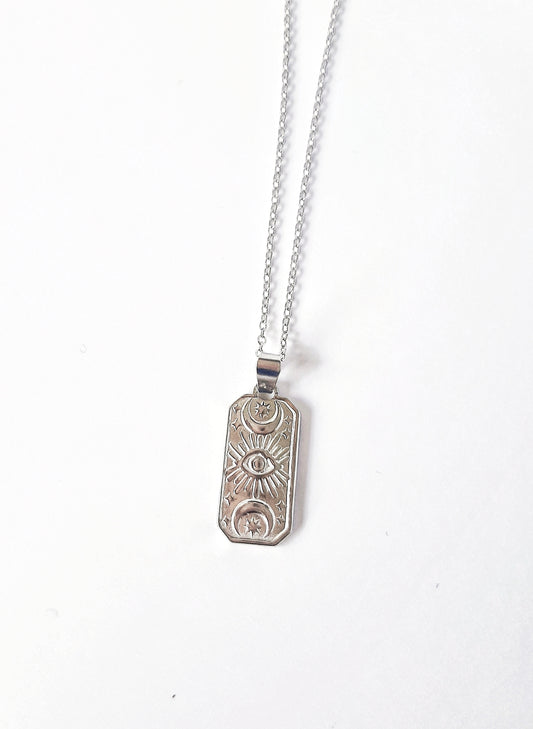 Charm rectangle necklace silver