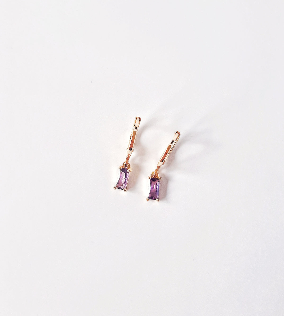 Orecchini A Perno In Ametista Naturale 6 Mm, Placcati Oro Rosa, Con Cubica Zirconia