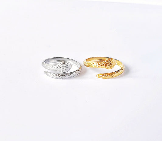 Snake ring gold & silver