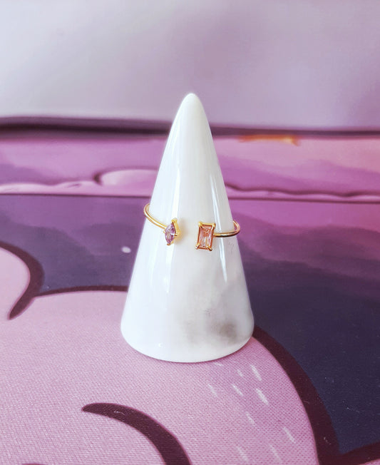 Duo - Amethyst & Rose Quartz ring