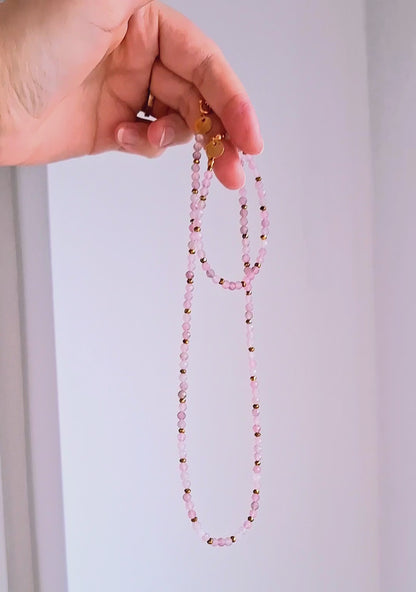 The Rose Quartz - Necklace gold