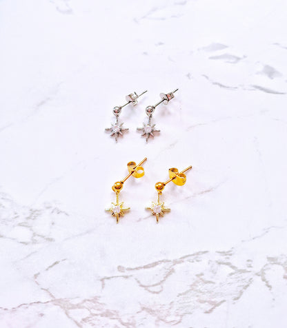 Starlight stud earrings silver or gold
